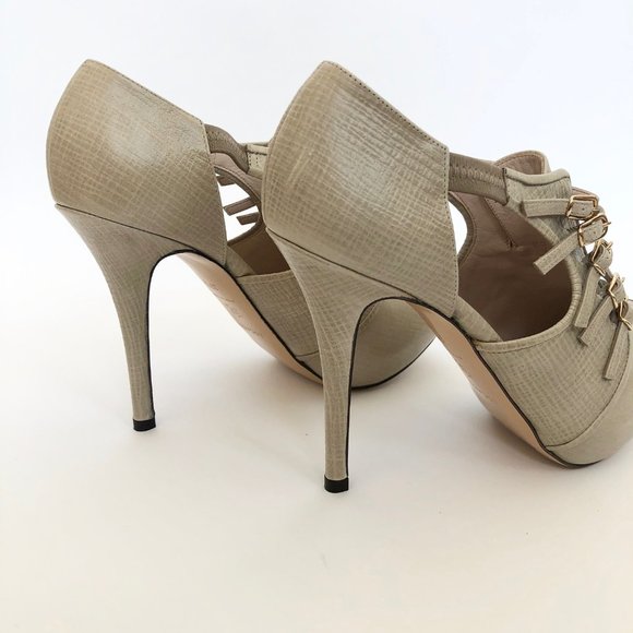 NWT Escada Peep Toe Leather Platform Heels, EU 37.5 - Picture 3 of 9